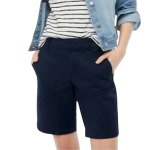 J. Crew Women’s Pleated 9” Chino Shorts NWT Navy Blue 0